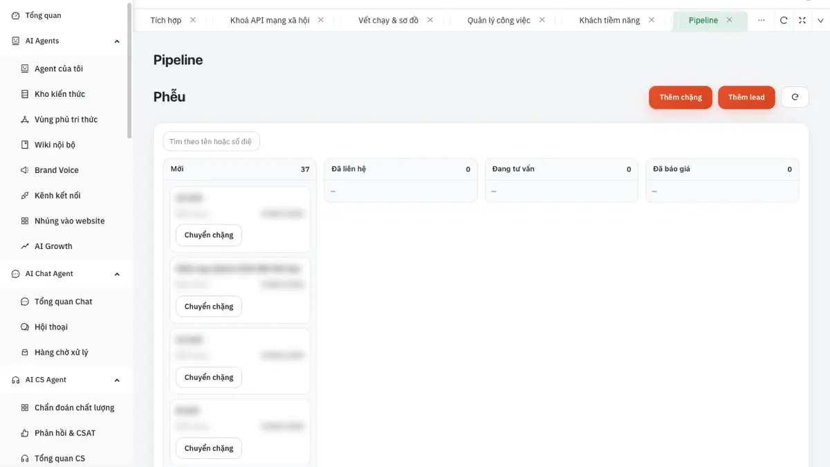 CRM bất động sản: quản lý khách, lead, chiến dịch và truy cập