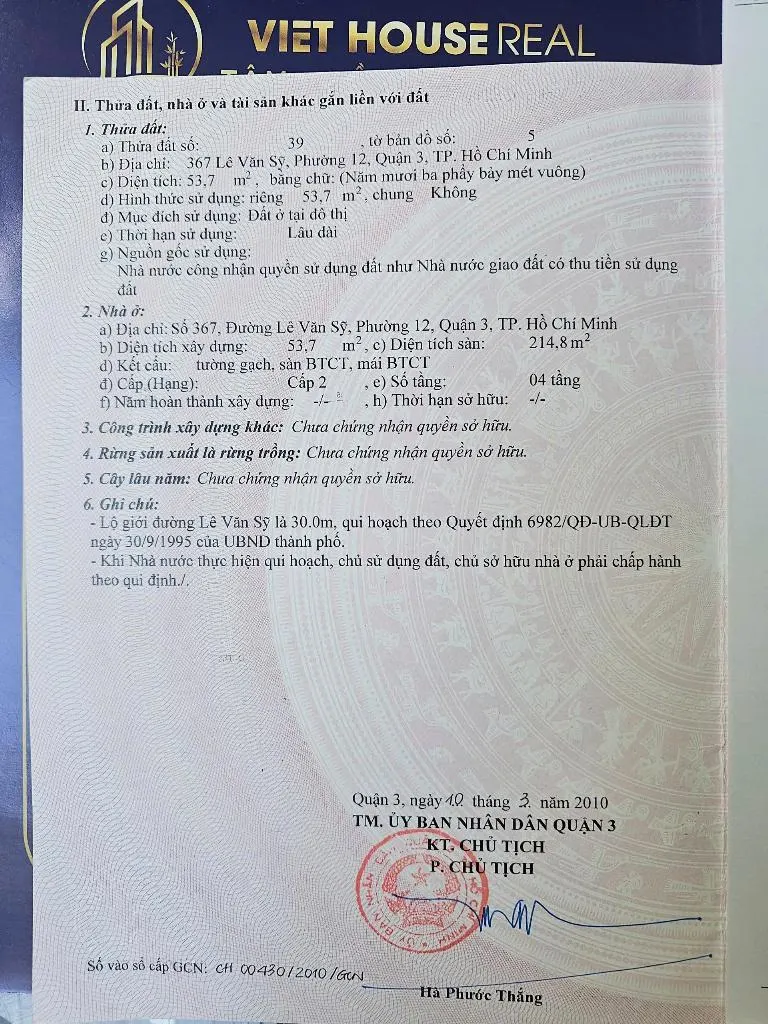 Bán/Cho thuê mặt tiền Kinh Doanh 367 Lê Văn Sỹ, Quận 3 - Vị trí đắc địa
