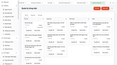 Quản lý công việc Kanban: giao việc, hạn chót, cập nhật tiến độ