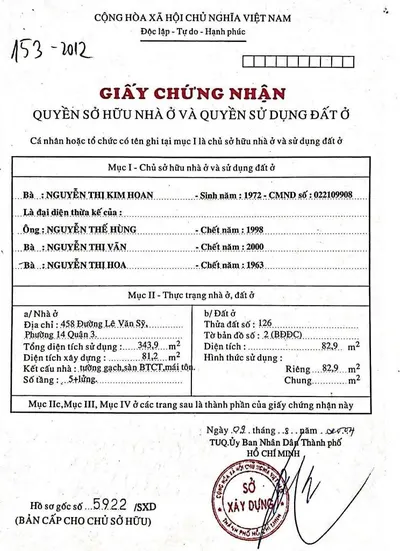 Prime Frontage House for Sale on Le Van Sy, District 3: ROI & Investment Risk Analysis 2024
