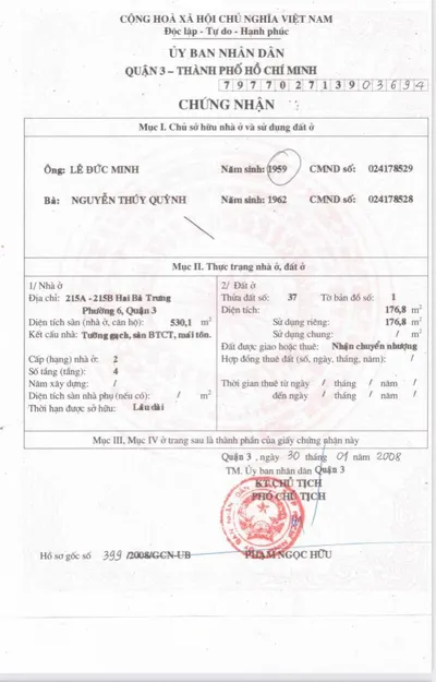 For Sale: Prime Location Townhouse in District 3, Large Area - 215A-B Hai Ba Trung